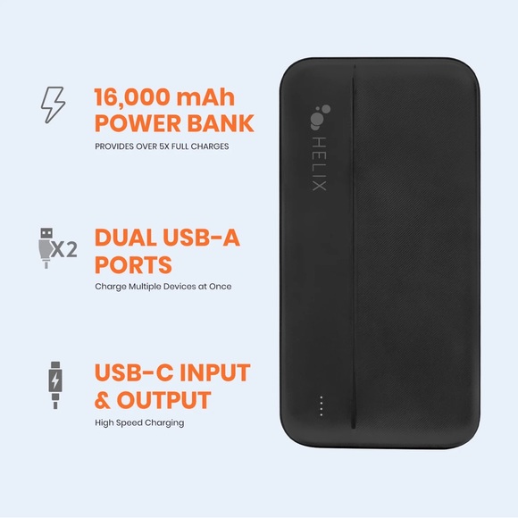 Helix 16,000 mAh Power Bank with USB-C and USB-A Ports - Picture 4 of 10